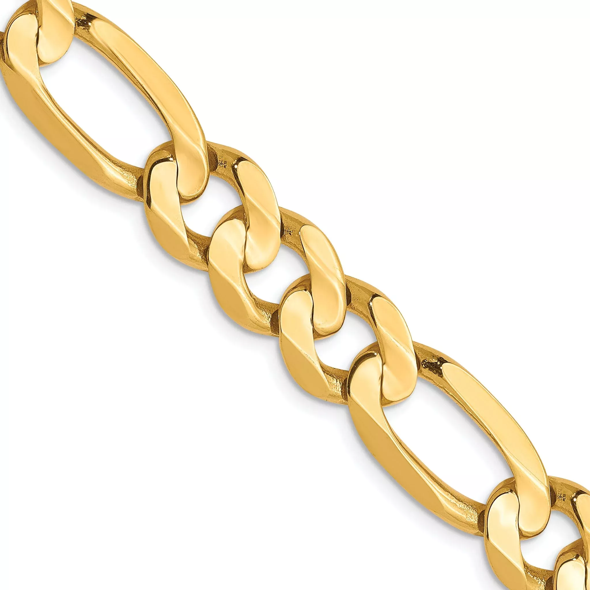 10K Yellow Gold Solid Figaro Chain Necklace 8.75mm