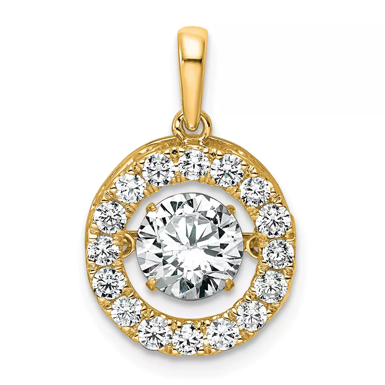 14k 1 1/2 carat Lab Grown Diamond VS+ F+ Complete Vibrant Circle Pendant