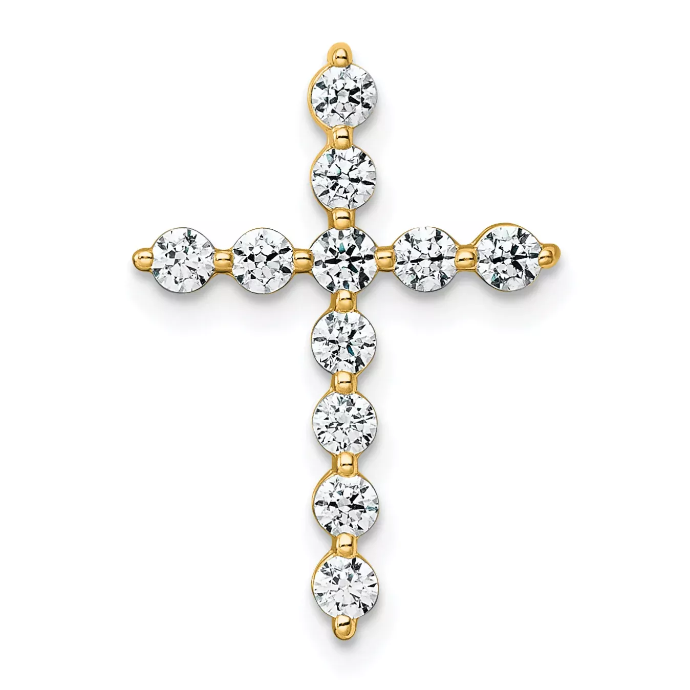 14k 1/2 carat Lab Grown Diamond VS+ F+ Complete Cross Chain Slide Pendant