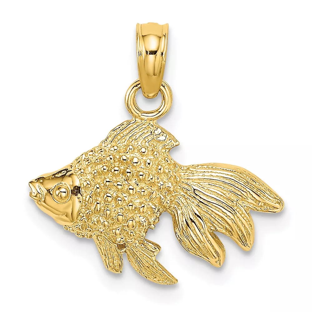 14K 2-DTextured Goldfish Charm