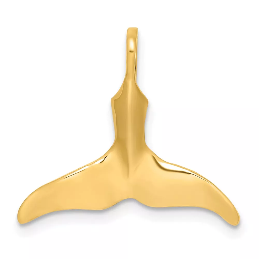 14K 3-D Polished Whale Tail Charm