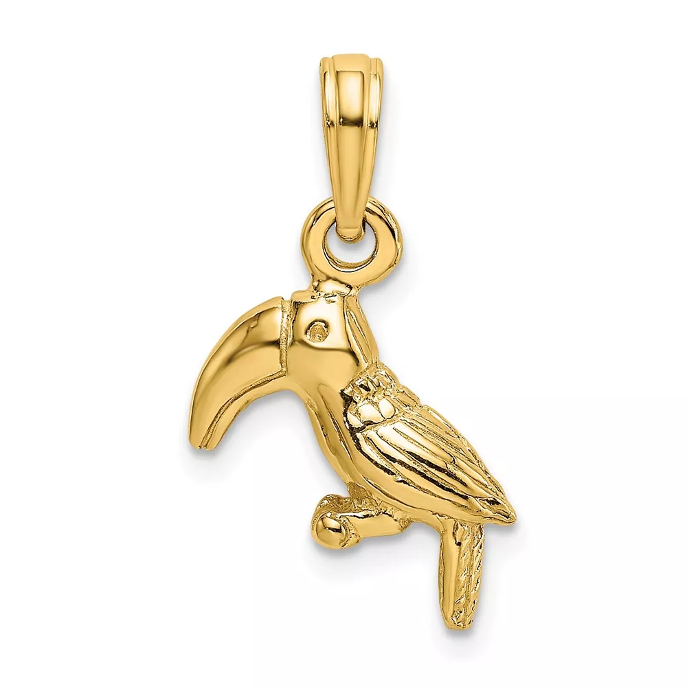 14K 3-D Textured/Polished Toucan Bird Charm