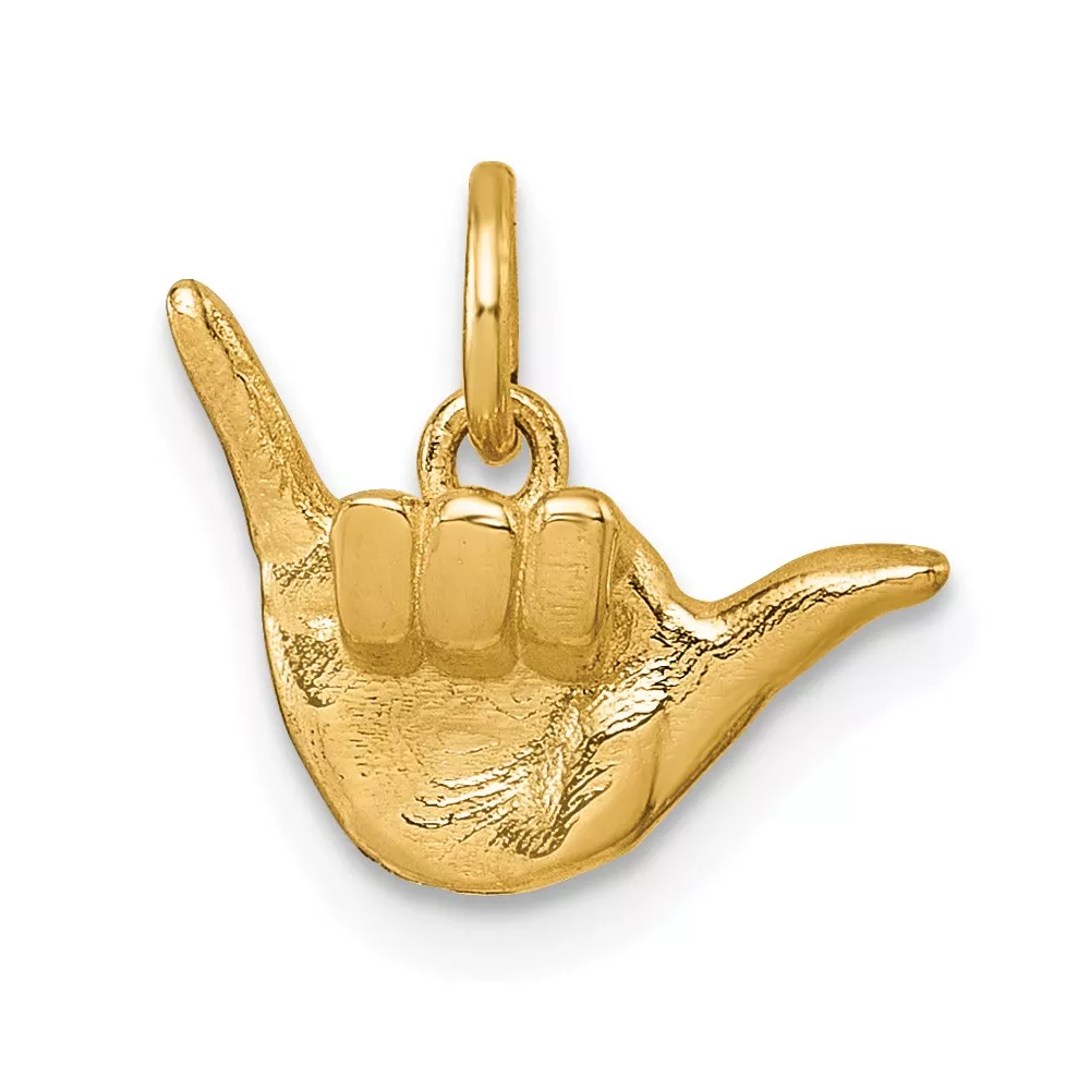 14K American Sign Language Alphabet Fingerspelling Sign Y Pendant