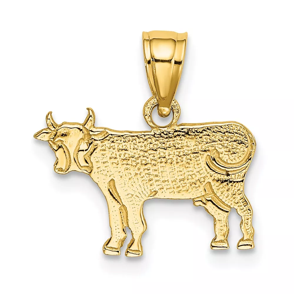 14K Flat and Textured Cow Charm