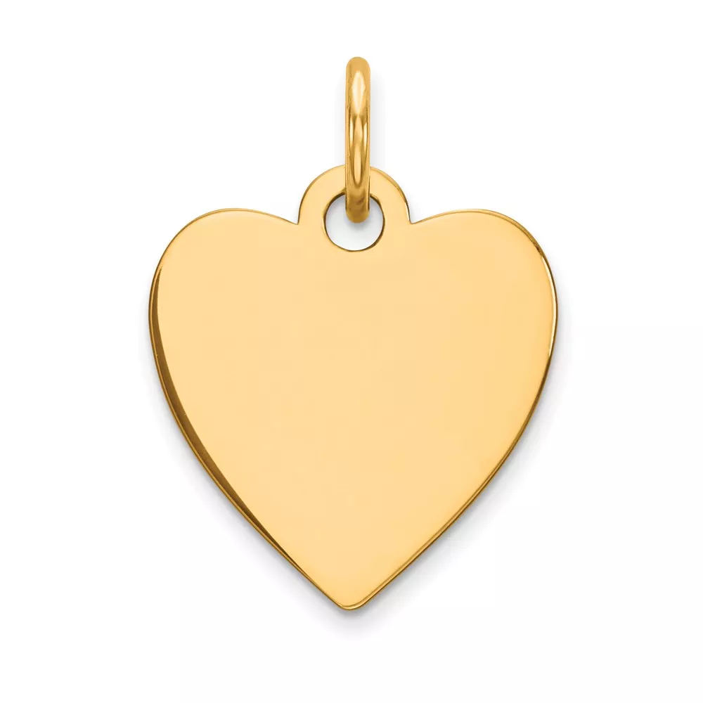 14k Plain .009 Gauge Engravable Heart 15x14mm Disc Charm
