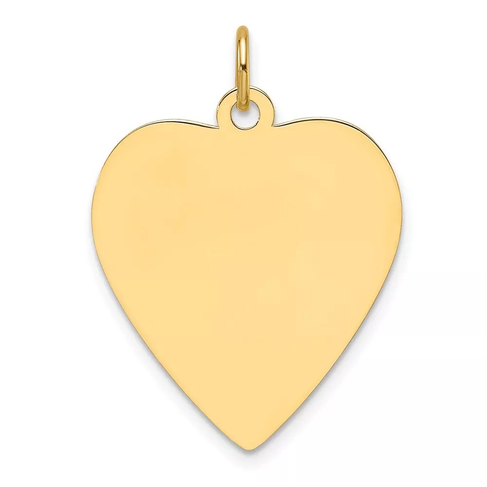 14k Plain .011 Gauge Engravable Heart 22.8×20.7mm Disc Charm