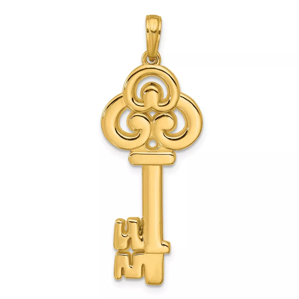 14K Polished Fancy Key Pendant