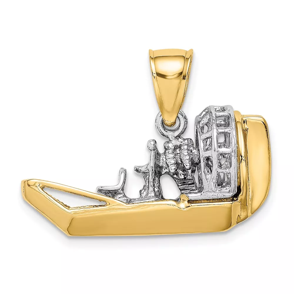 14k Two-Tone 3-D Airboat Charm