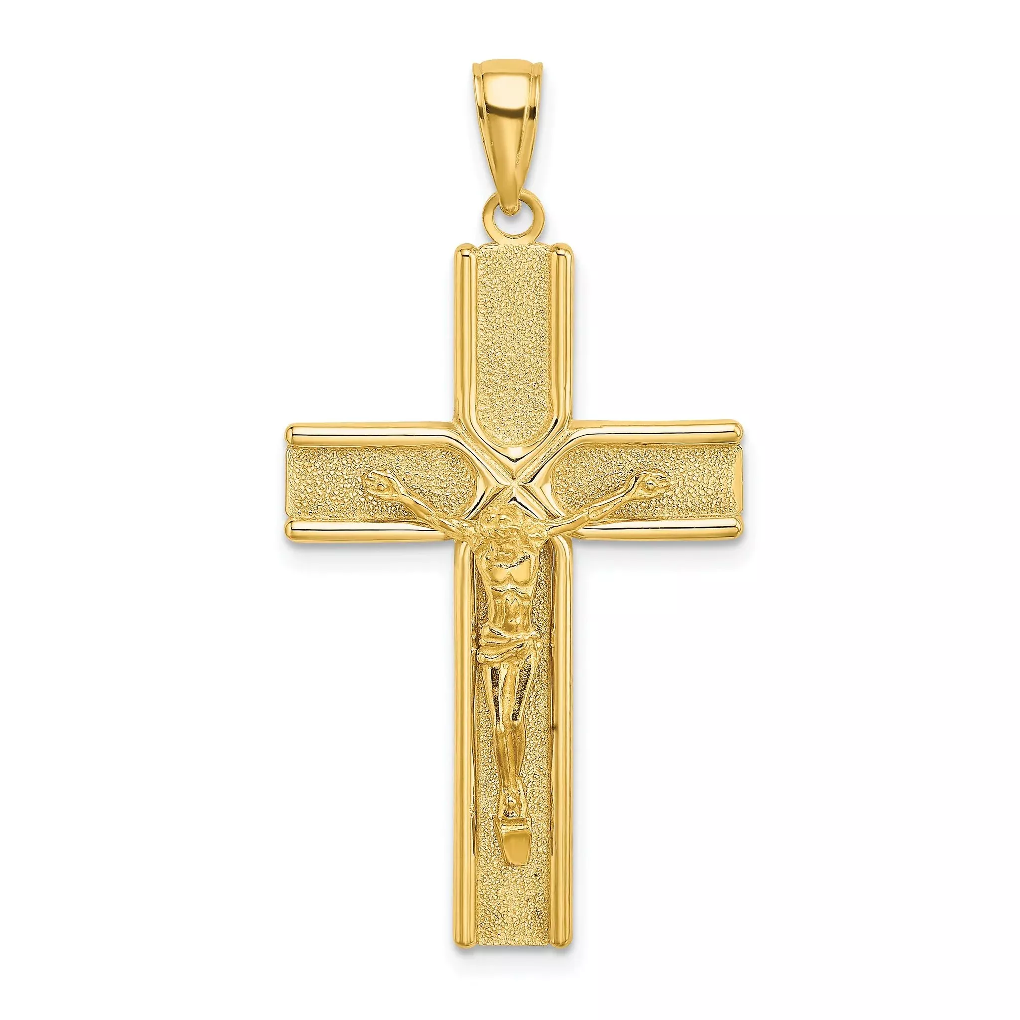 14K W/ Satin Finish Crucifix Charm