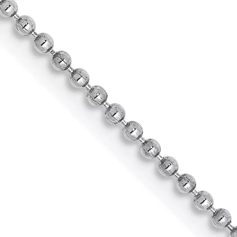 14K White Gold 14 Inch 1.2mm Diamond-Cut Beaded With Lobter Clasp Pendant Chain Necklace