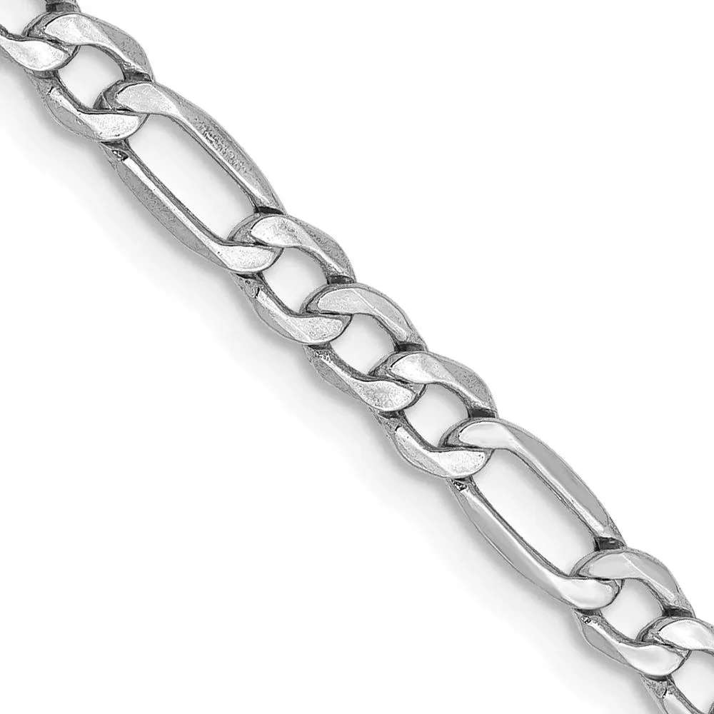 14K White Gold 22" 3.5mm Semi-Solid Figaro Chain with Lobster Clasp by IBGoodman