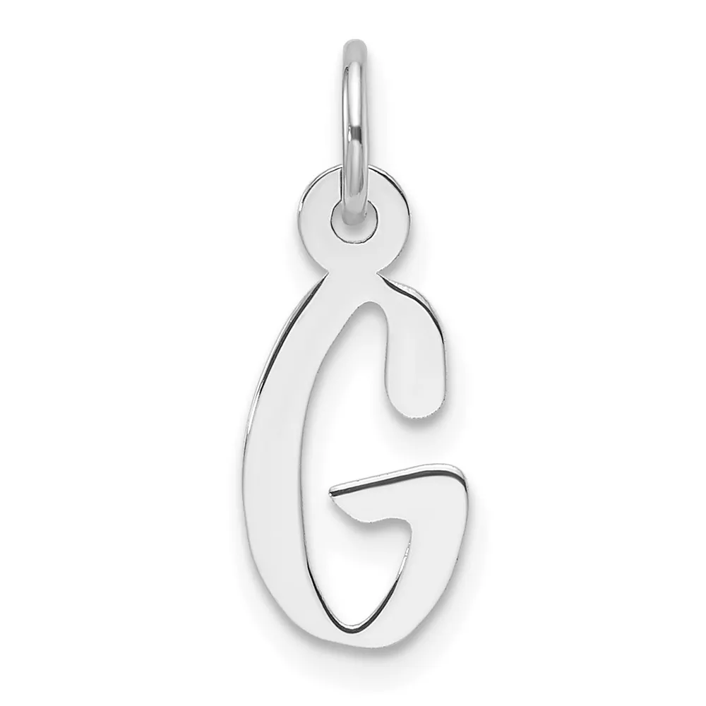 14K White GoldSlanted Block Letter G Initial Charm