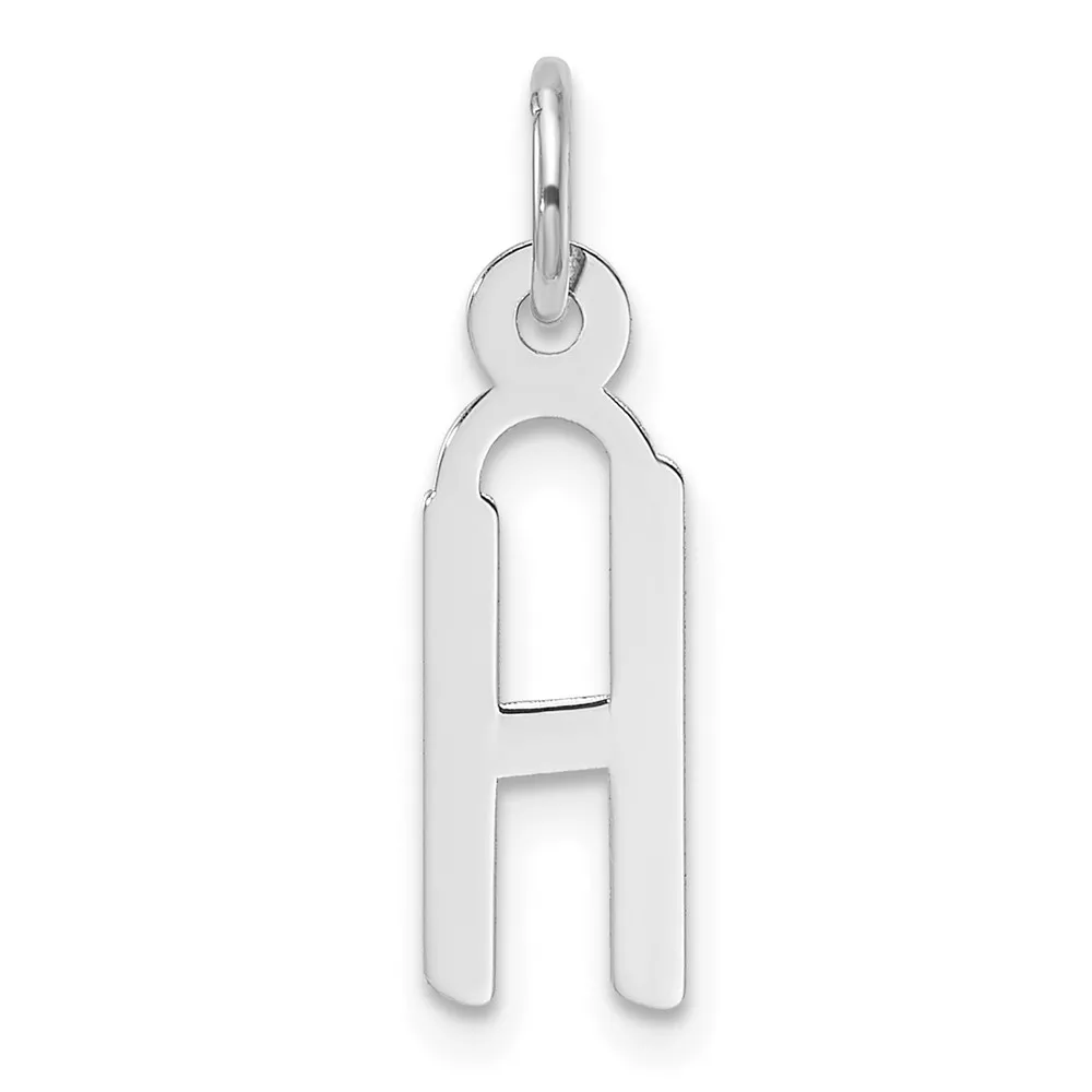 14K White GoldSlanted Block Letter H Initial Charm