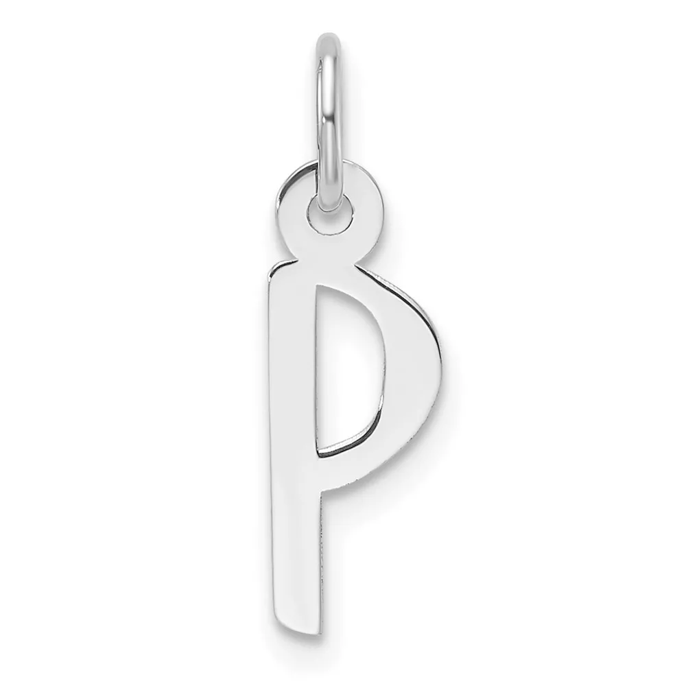 14K White GoldSlanted Block Letter P Initial Charm