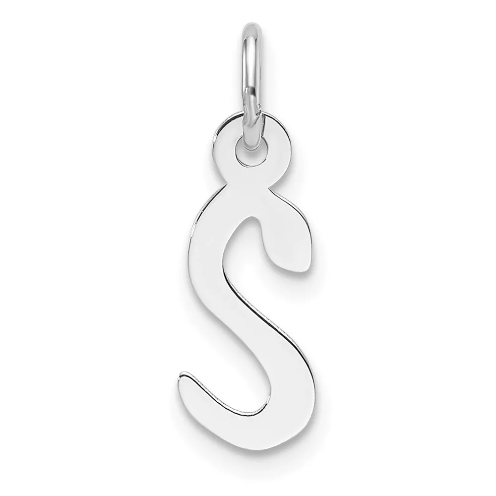 14K White GoldSlanted Block Letter S Initial Charm