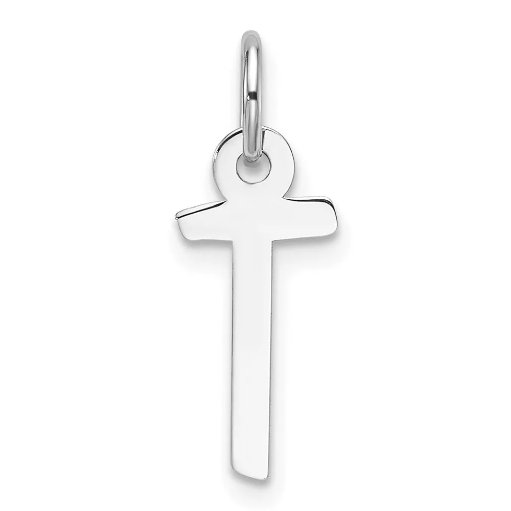 14K White GoldSlanted Block Letter T Initial Charm