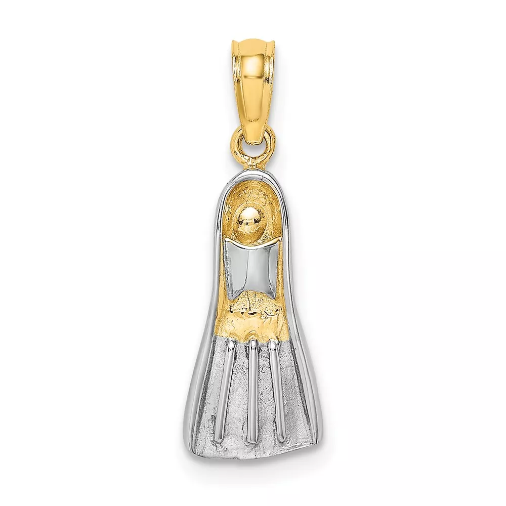 14k and White Rhodium 3-D Scuba Flipper Charm