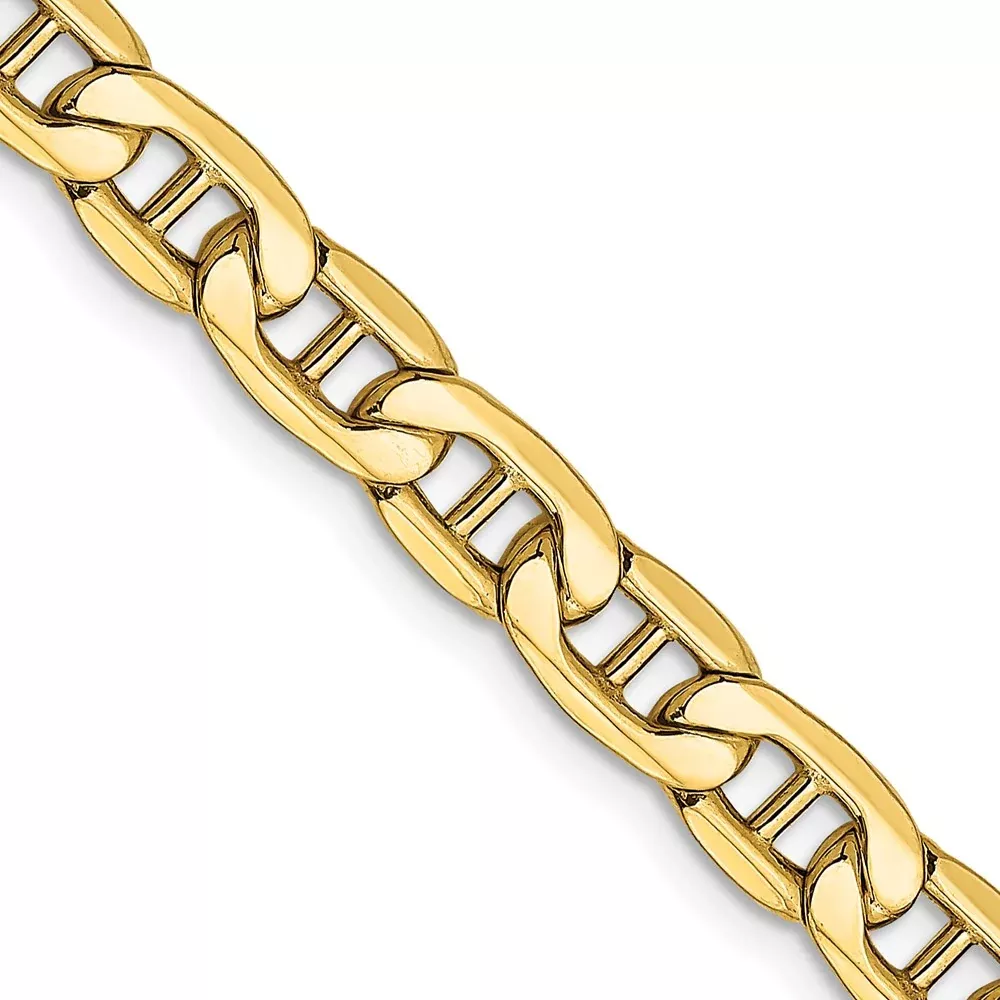 14K Yellow Gold 22 Inch 5.5mm Semi-Solid Anchor With Lobster Clasp Chain Necklace