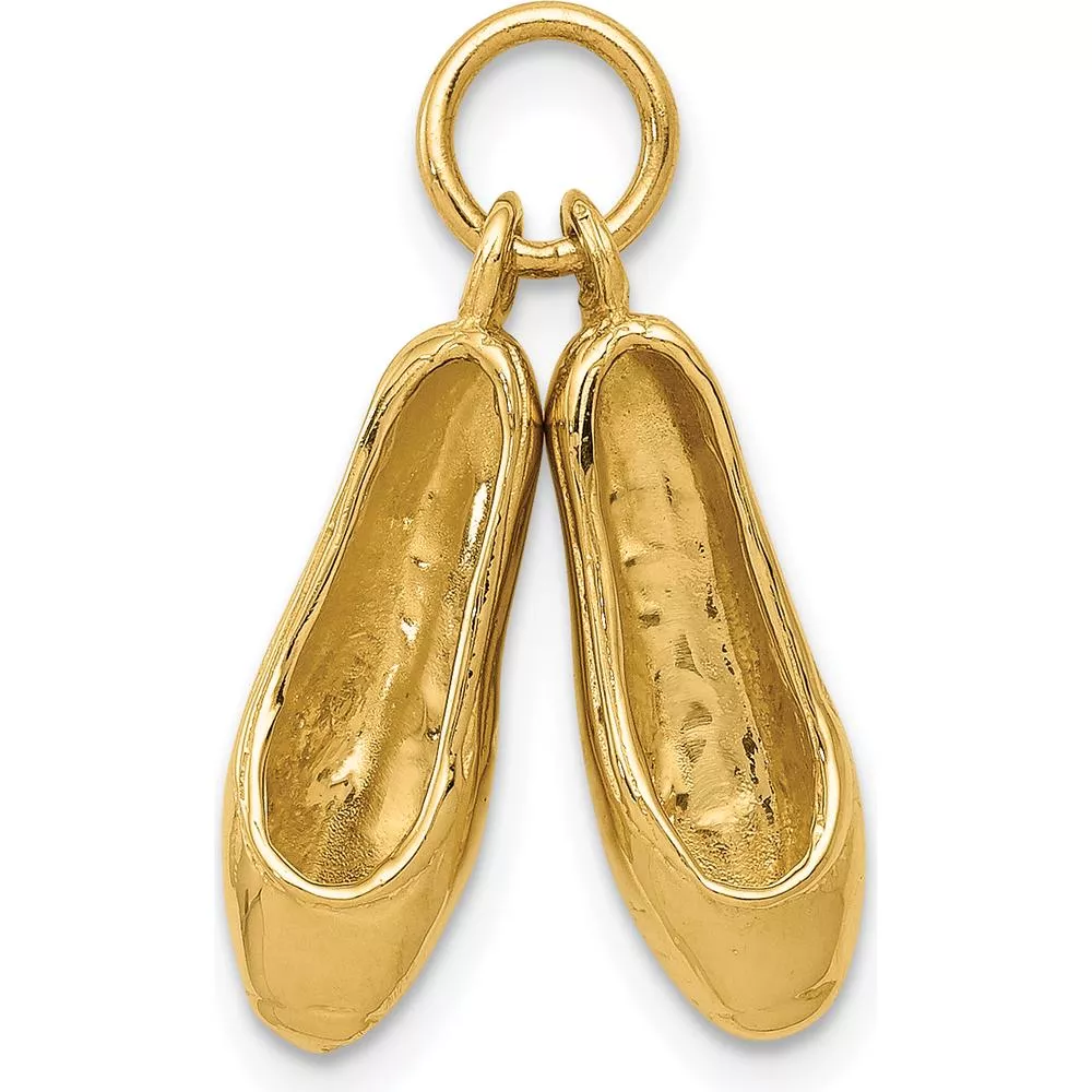 14K Yellow Gold 3D Ballet Slippers Charm - Textured Moveable Design by Oro Pregiato