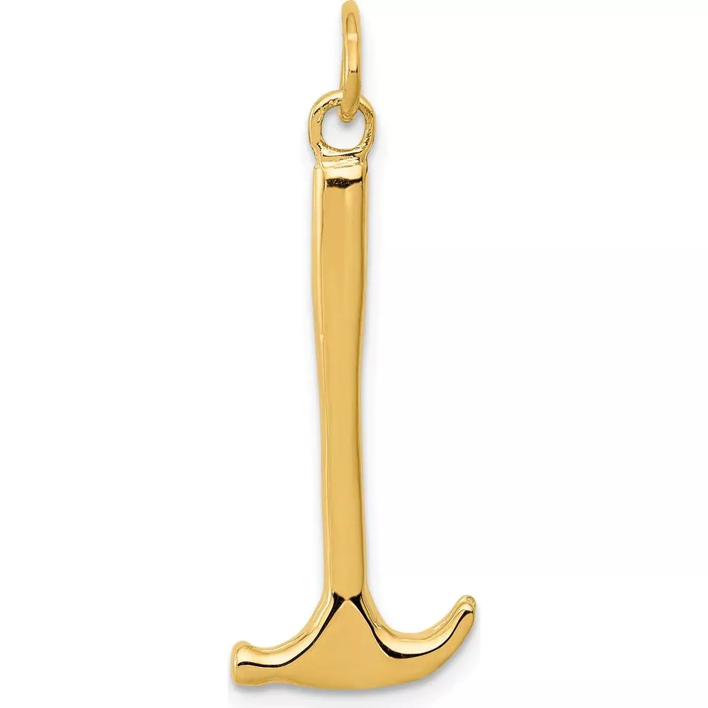 14K Yellow Gold 3D Hammer Charm Pendant - 30mm Length by Oro Pregiato