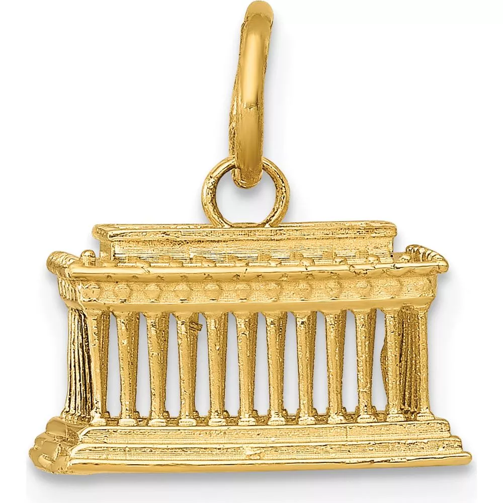 14K Yellow Gold 3D Lincoln Memorial Charm with Textured Finish by Oro Pregiato