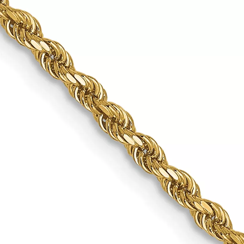 16 Inch 10K 1.75mm Diamond-Cut Rope Chain Necklace