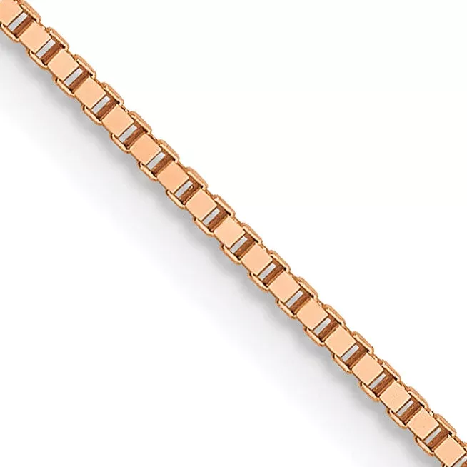 20 Inch 14K Rose Gold .7mm Box With Lobster Clasp Chain Necklace