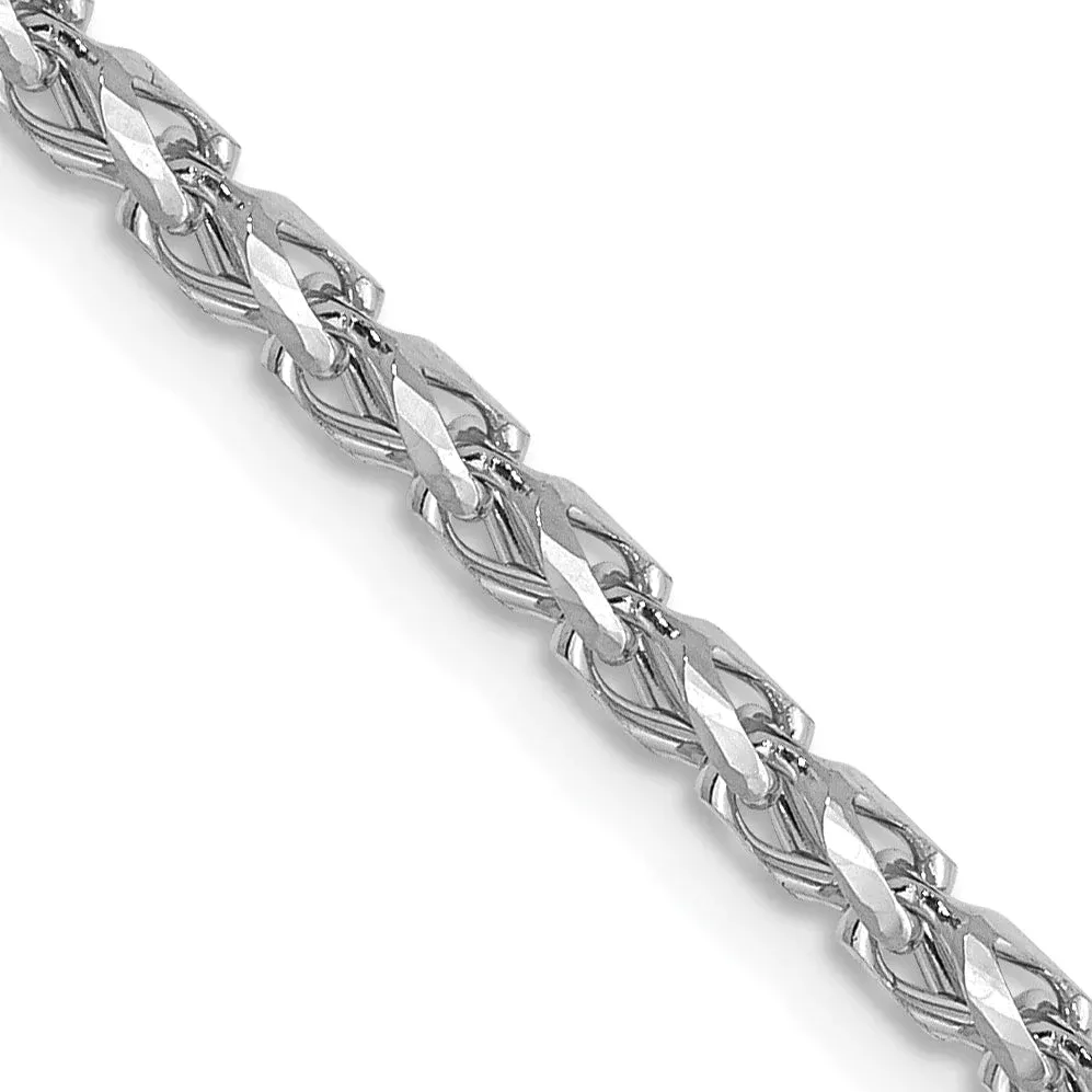 20 Inch 14K White Gold 2.1mm D /C Open Franco Chain Necklace