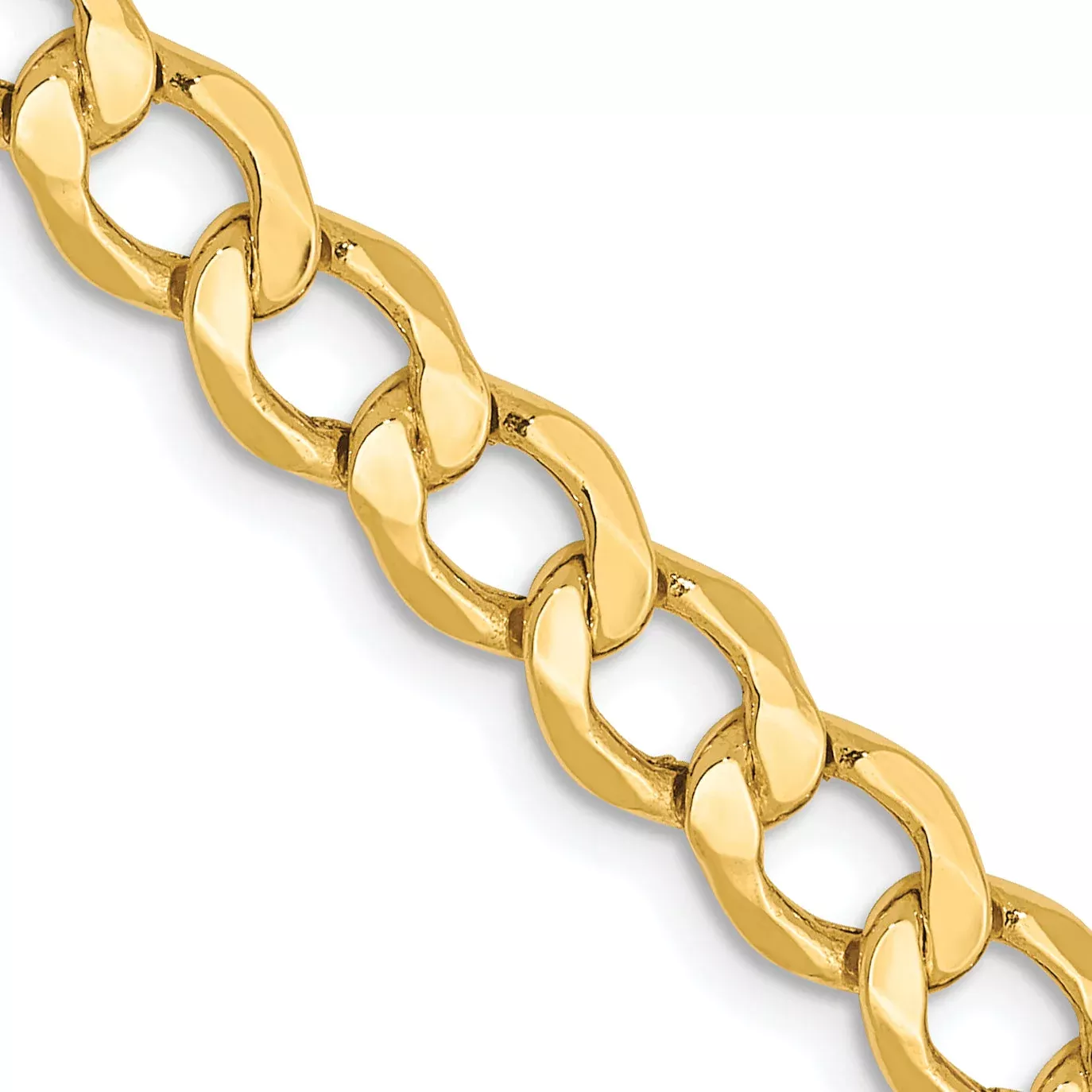 24 Inch 10K 5.25mm Semi-Solid Curb Chain Necklace