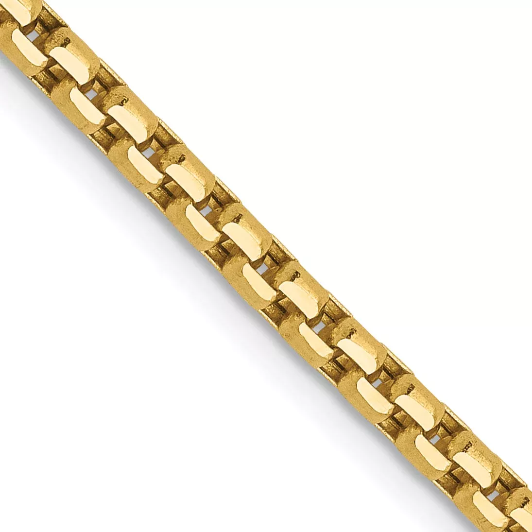 24 Inch 14K 2.4mm Semi-Solid D /C Round Box Chain Necklace