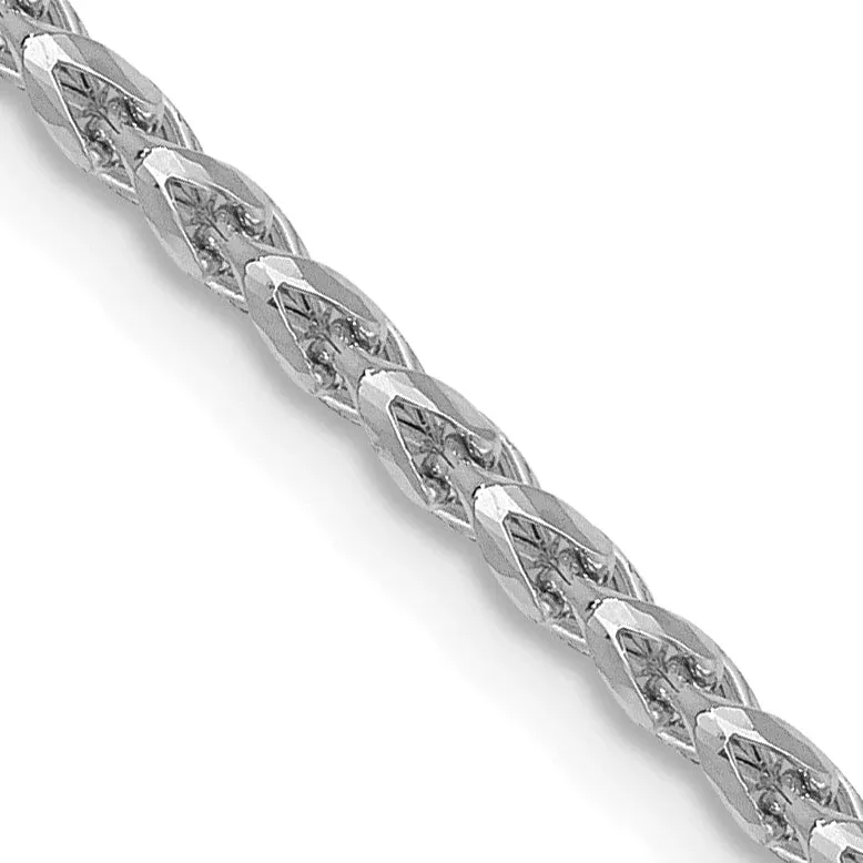 24 Inch 14K White Gold 1.6mm D /C Open Franco Chain Necklace