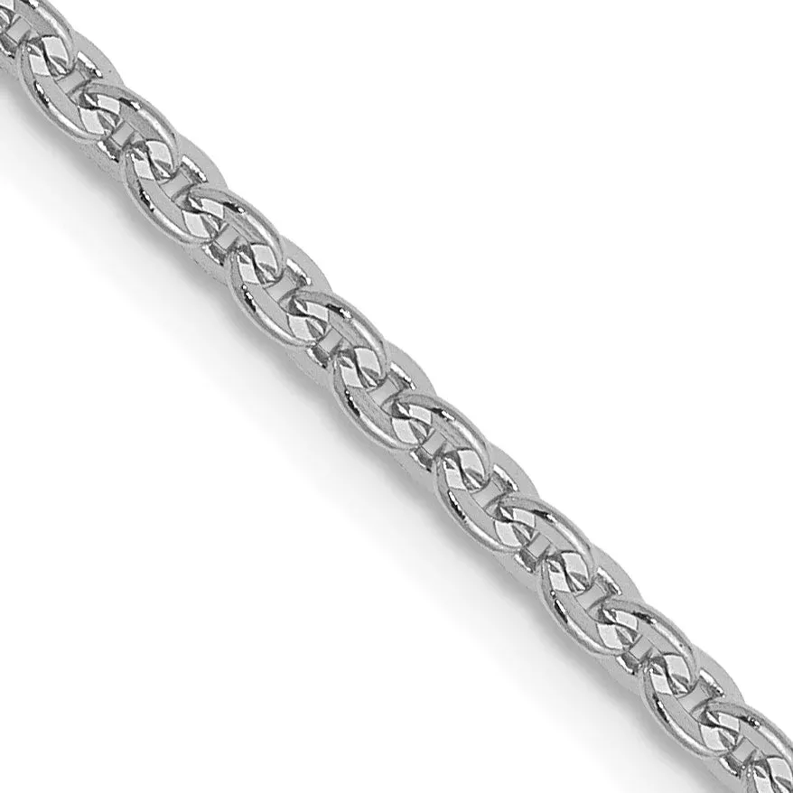 24 Inch 14K White Gold 1.95mm Flat Cable Chain Necklace