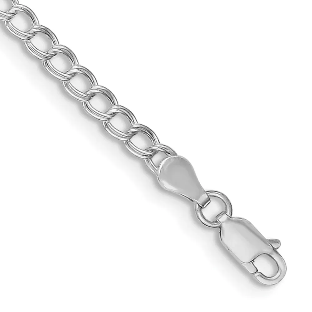 7 Inch Sterling Silver 3.5mm Solid Double Link Charm Bracelet