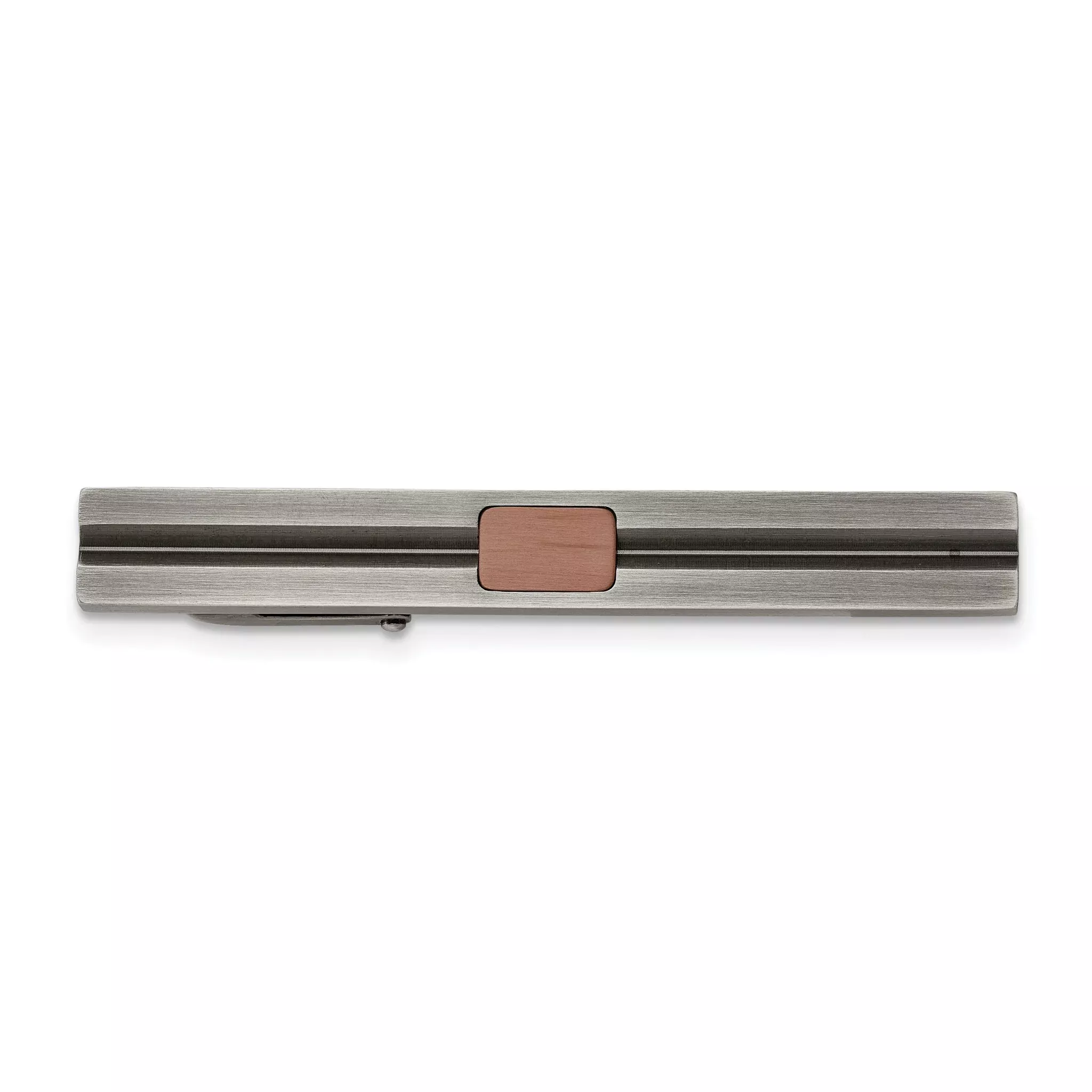 Chisel Stainless Steel Antiqued White Bronze Plated and Brown IP-plated Tie Bar