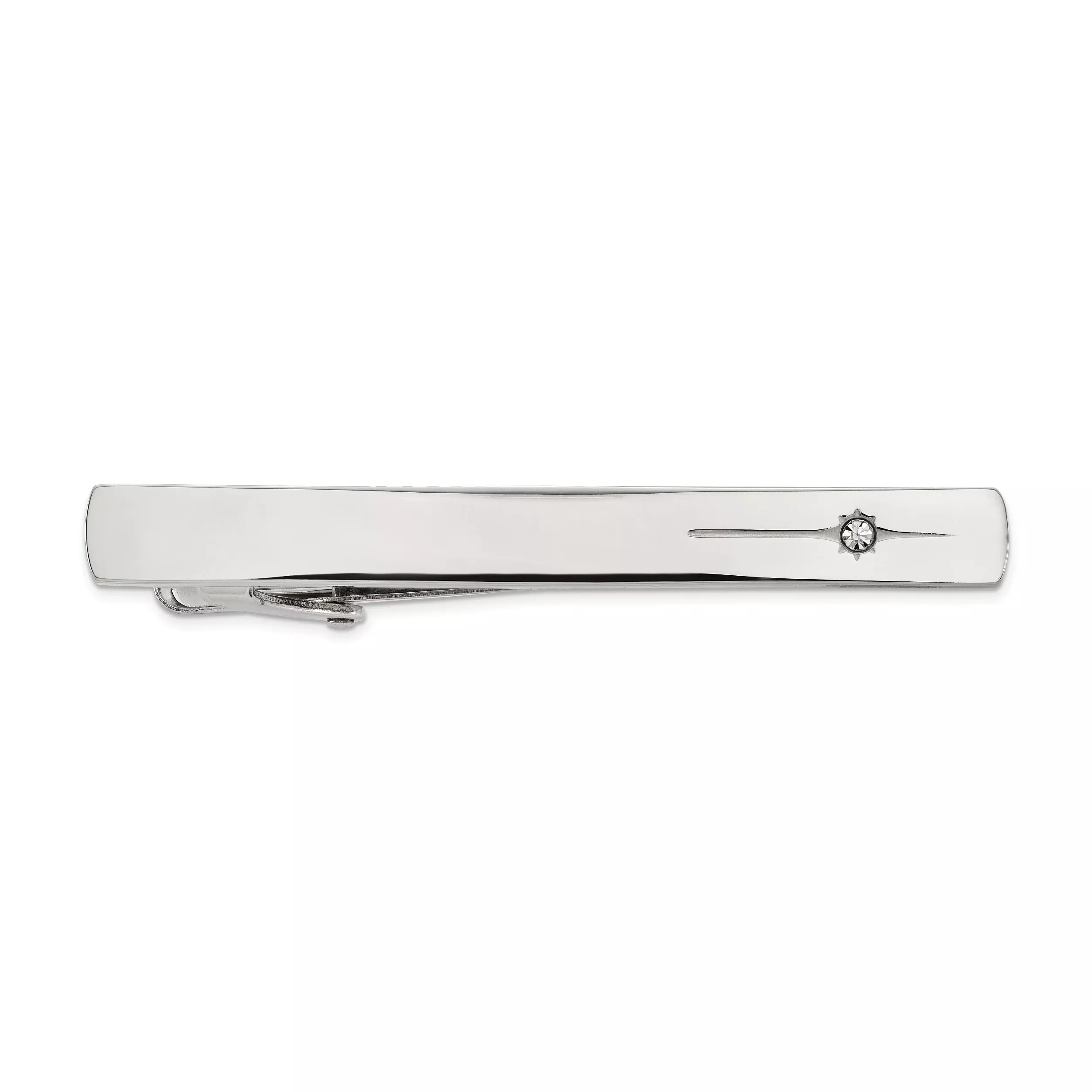 Chisel Stainless Steel Polished with Preciosa Crystal Tie Bar