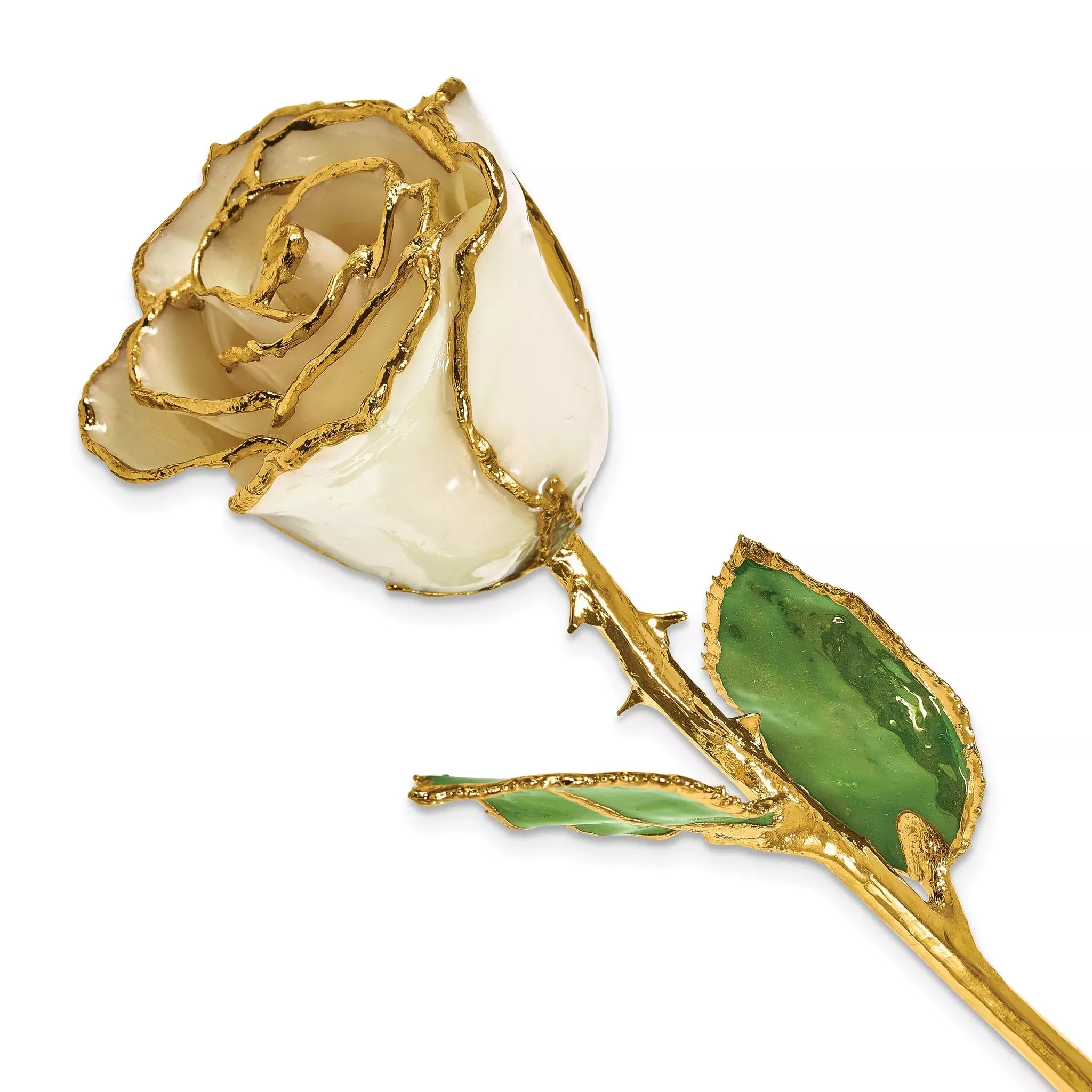 Lacquer Dipped Gold Trim April Birthstone Opal Rose