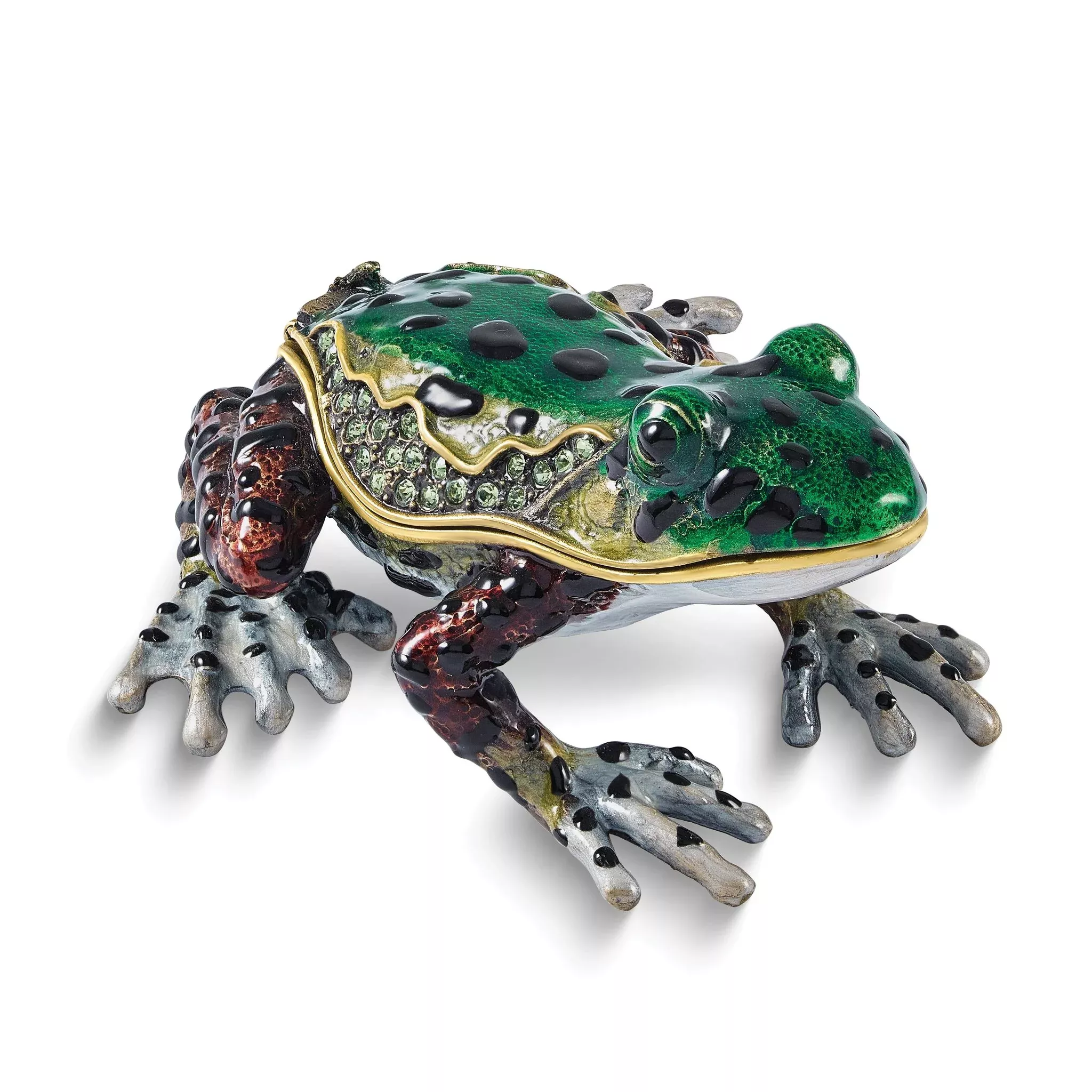 Luxury Giftware by Jere Bejeweled FERGUSON Frog Trinket Box with Matching 18 inch Necklace