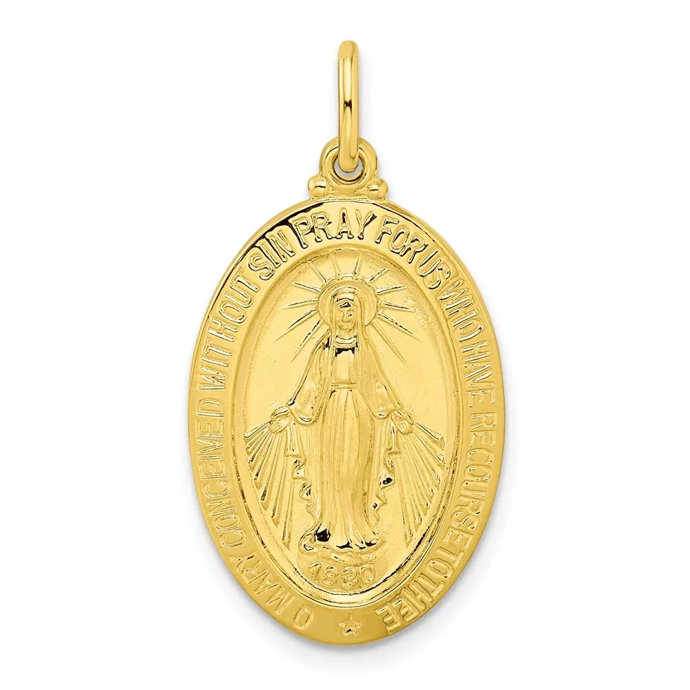Ss /Gold Plated Sterling Silver Gold-Tone Polished Solid Miraculous Medal Pendant
