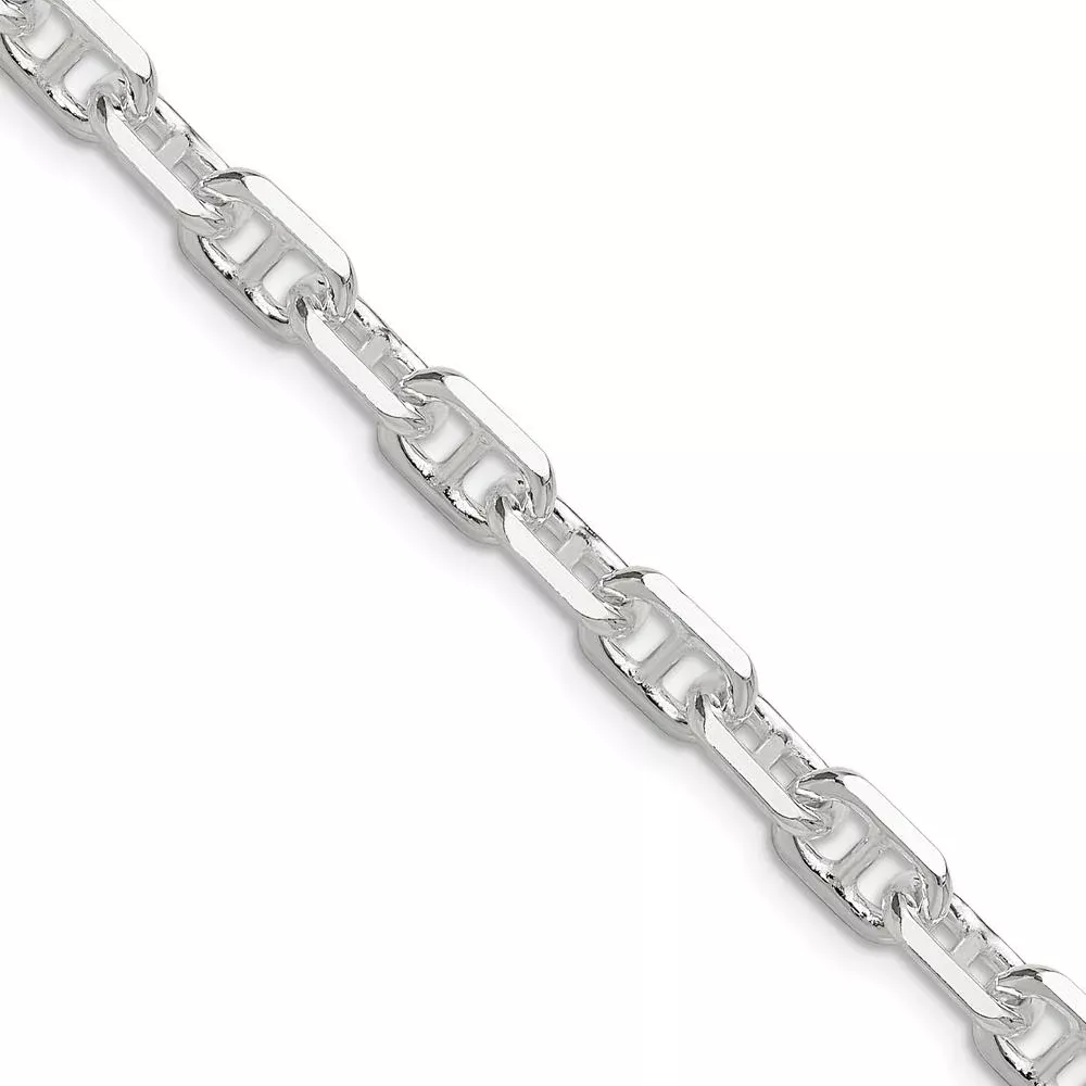 Sterling Silver 20" Polished and Diamond-Cut Mariner Link Chain with Lobster Clasp by Lumare Gioia