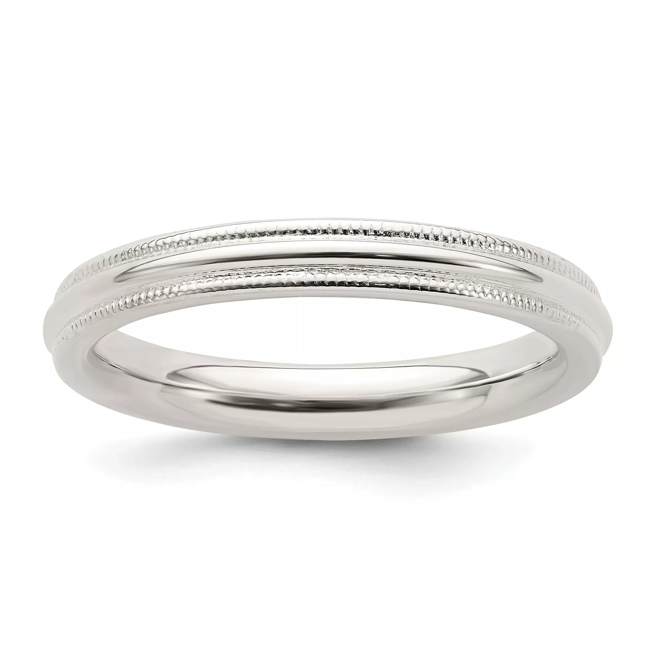 Sterling Silver 3mm Comfort Fit Half Round Milgrain Size 10.5 Band