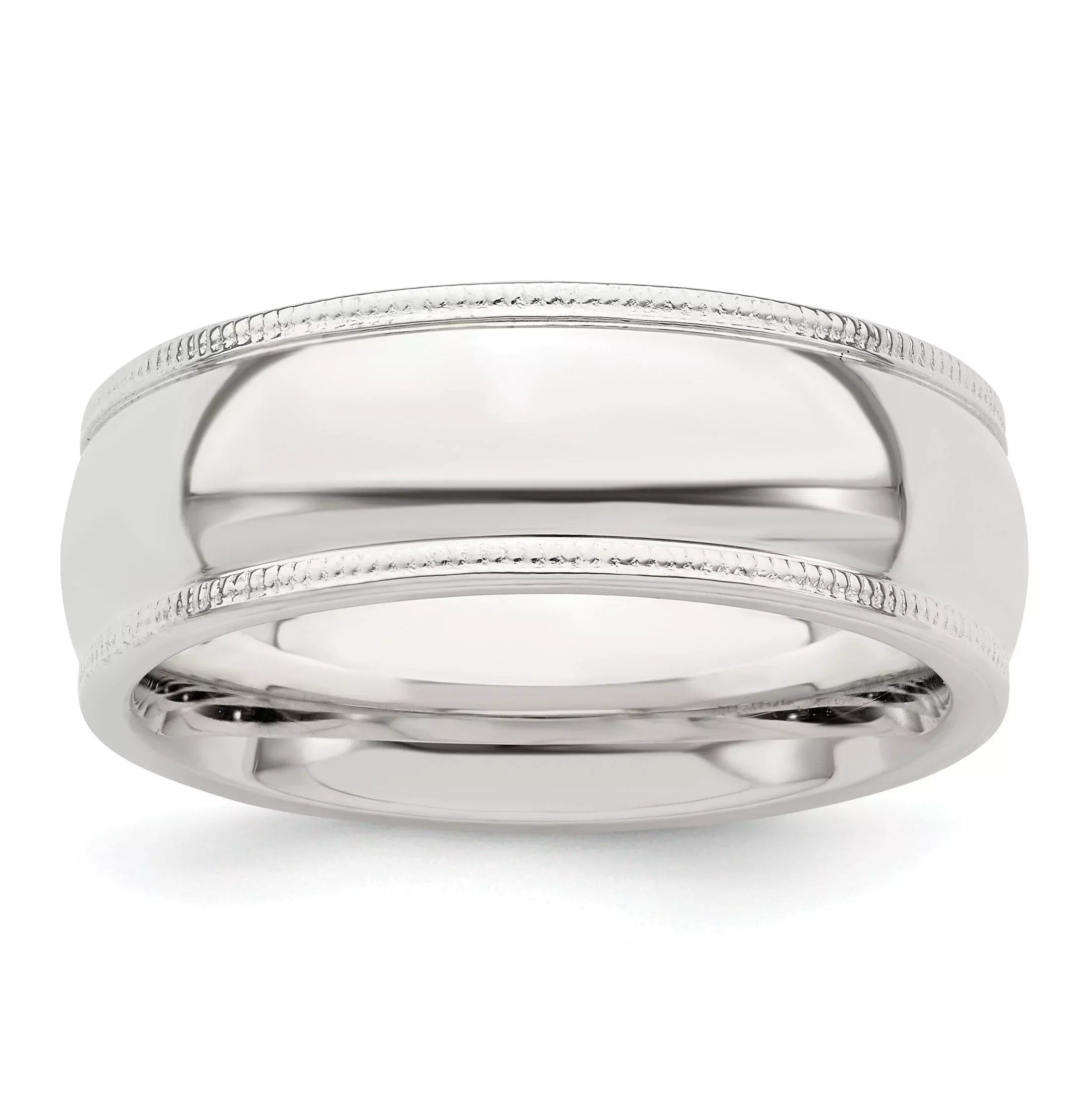 Sterling Silver 7mm Comfort Fit Half Round Milgrain Size 7.5 Band