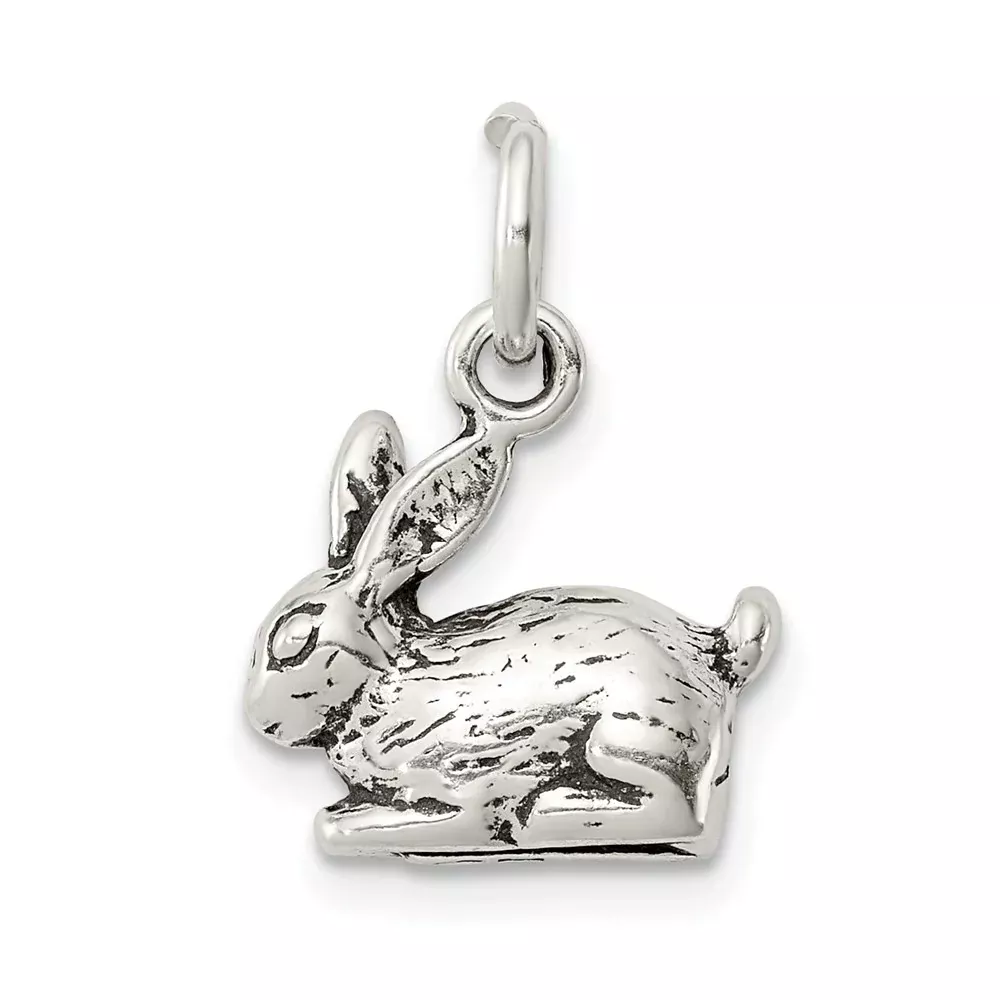 Sterling Silver Antiqued Rabbit Charm
