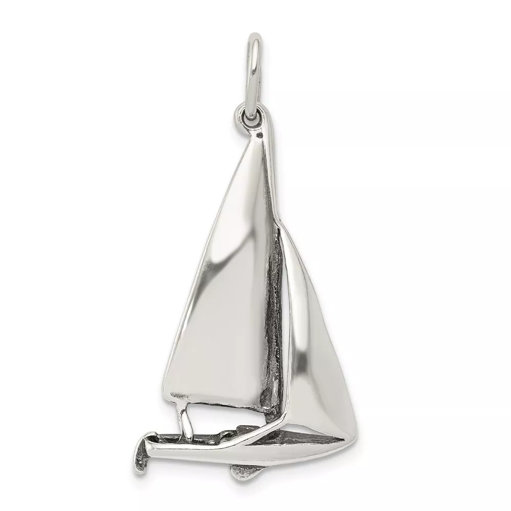 Sterling Silver Antiqued Sailboat Charm