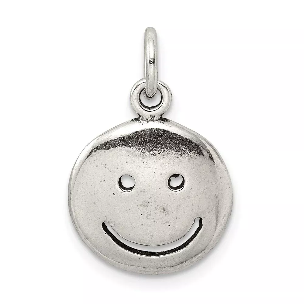 Sterling Silver Antiqued Smiley Face Charm