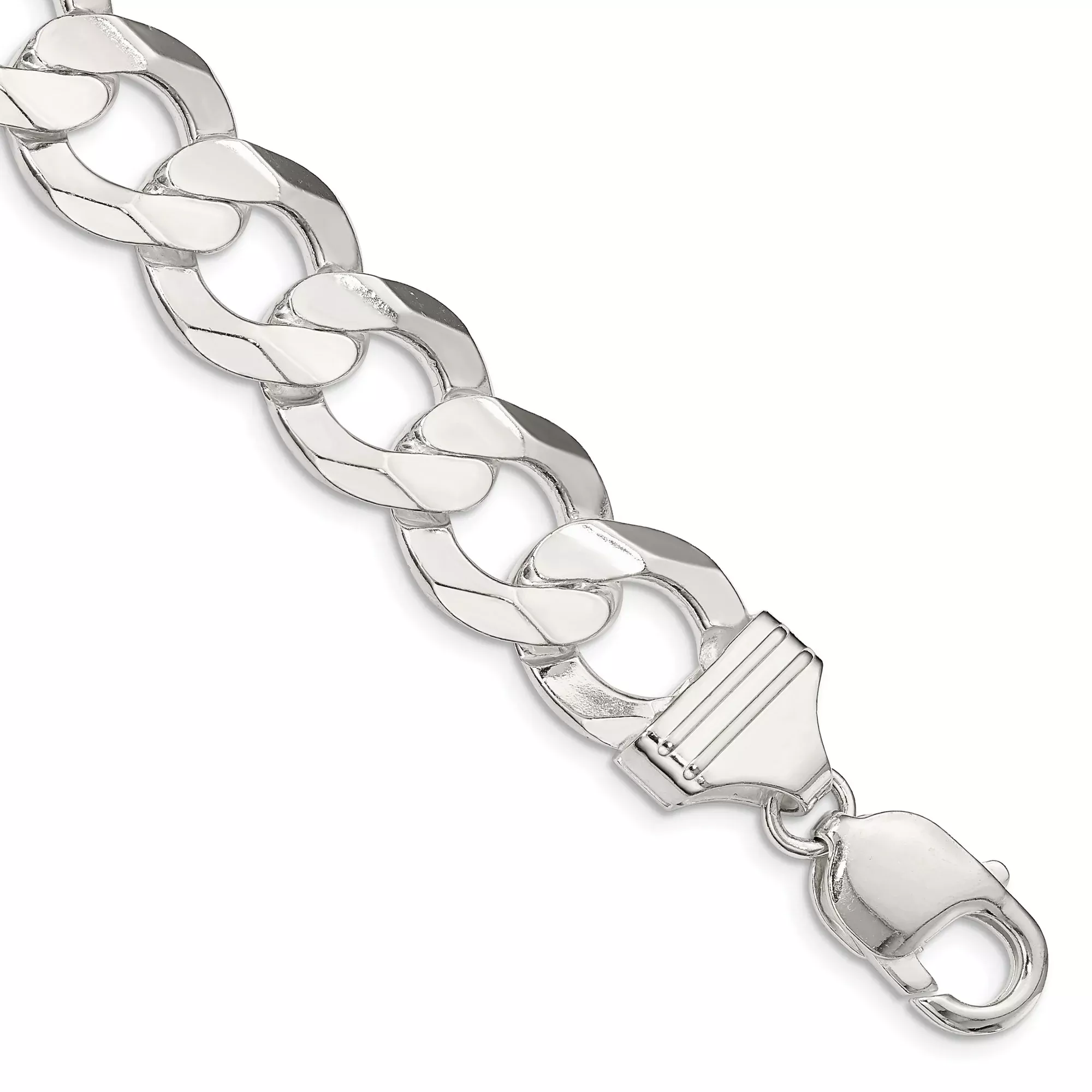 Sterling Silver Curb Chain Anklet, 14 mm