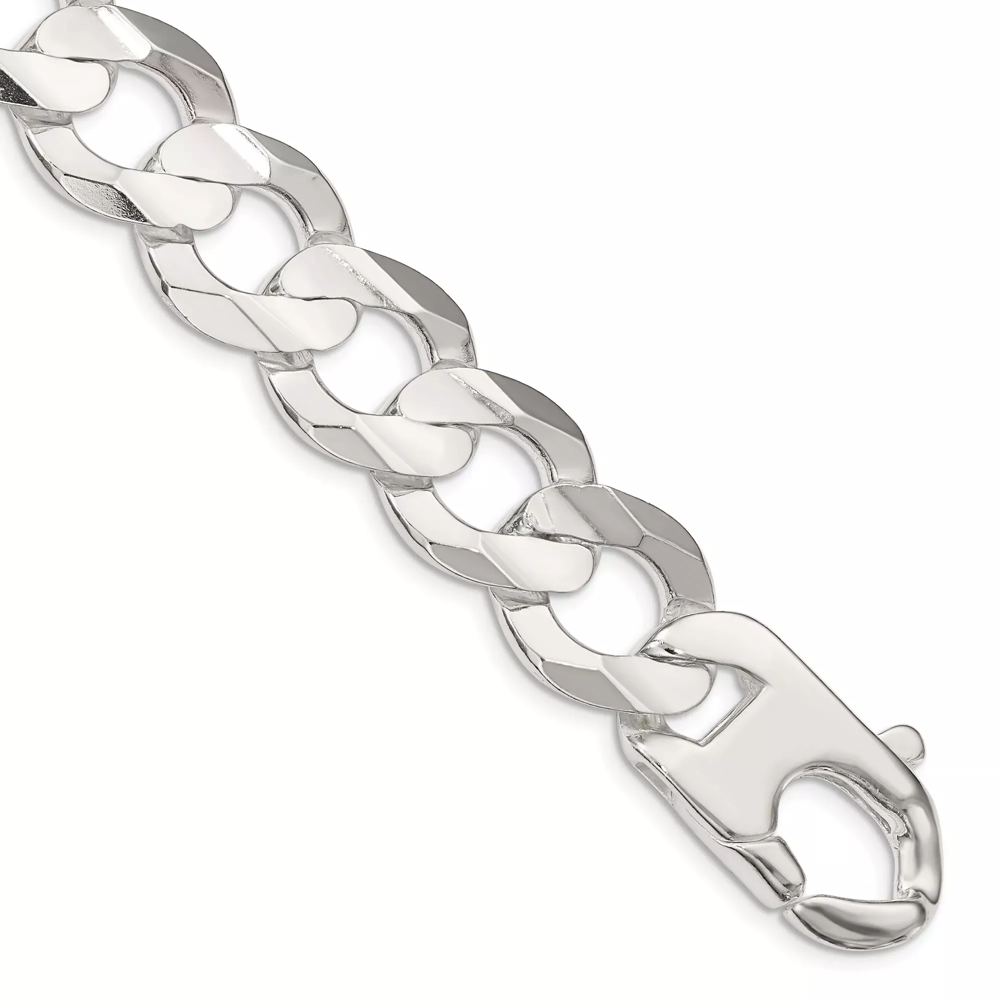 Sterling Silver Curb Chain Anklet, 15.75 mm