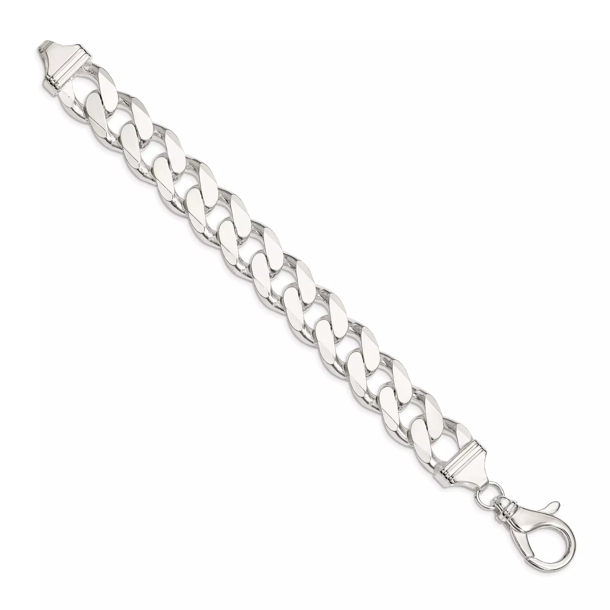 Sterling Silver Curb Chain Anklet, 16.25 mm