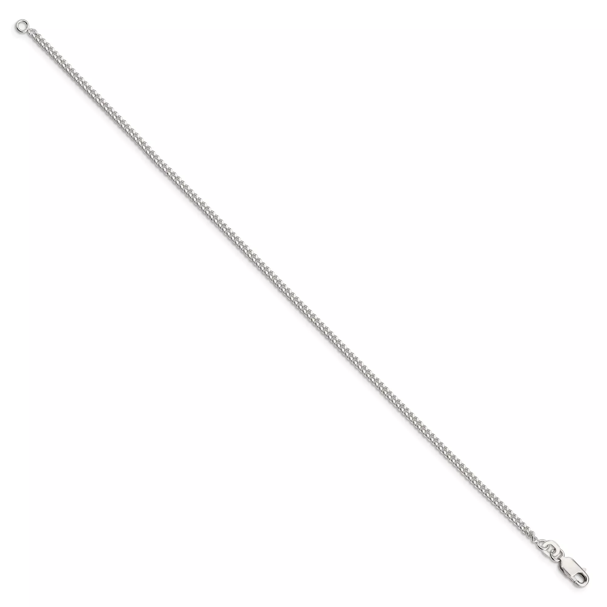 Sterling Silver Curb Chain Anklet, 2 mm