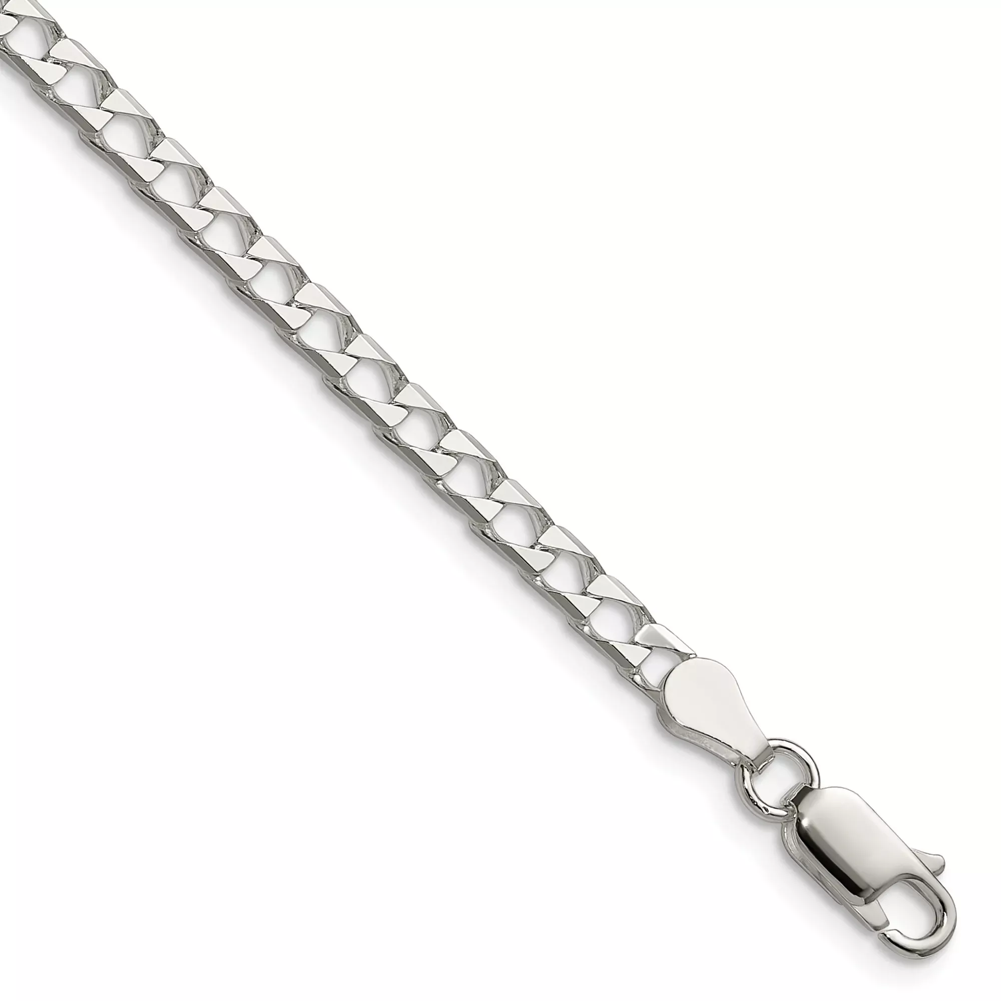 Sterling Silver Curb Chain Anklet, 3.25 mm