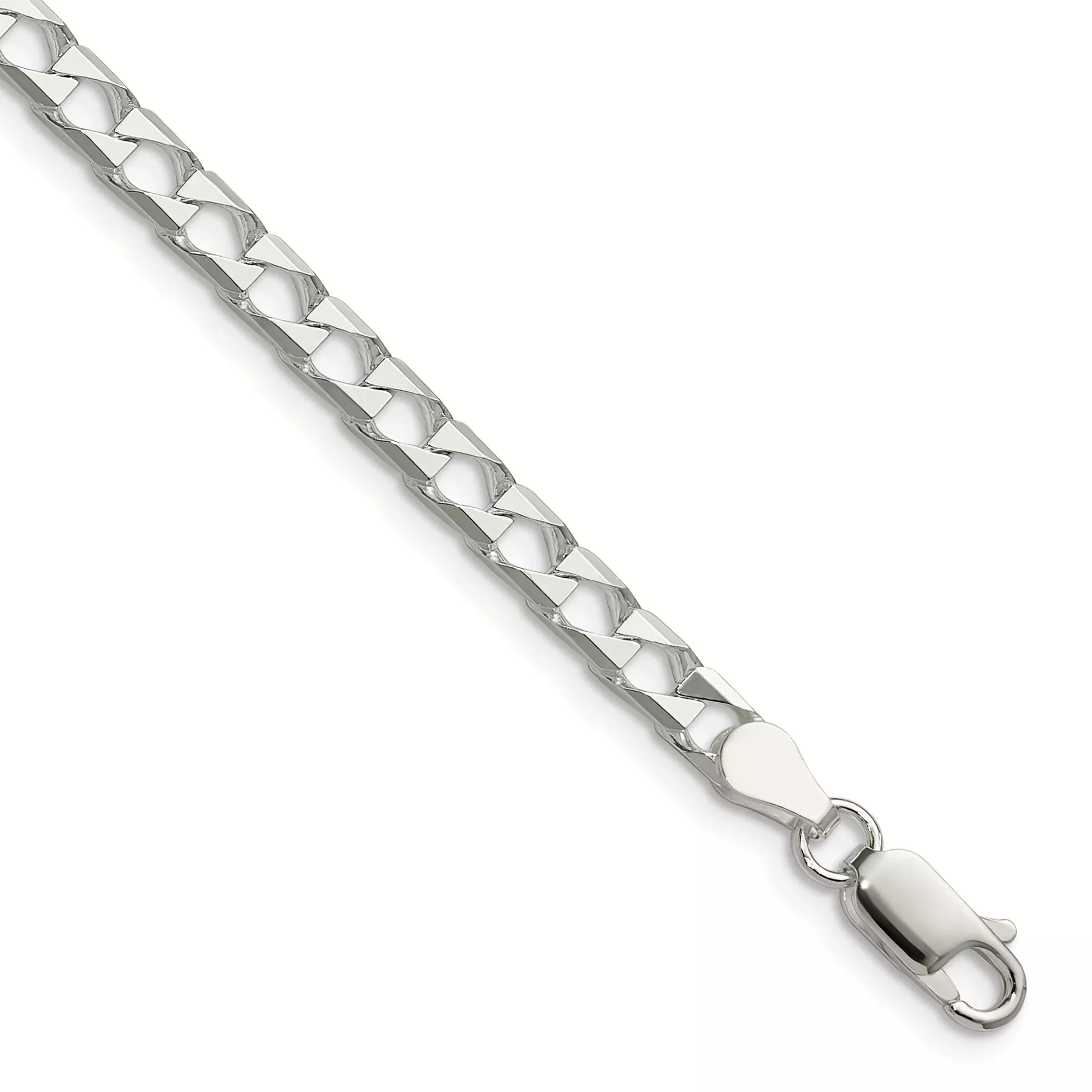 Sterling Silver Curb Chain Anklet, 4 mm